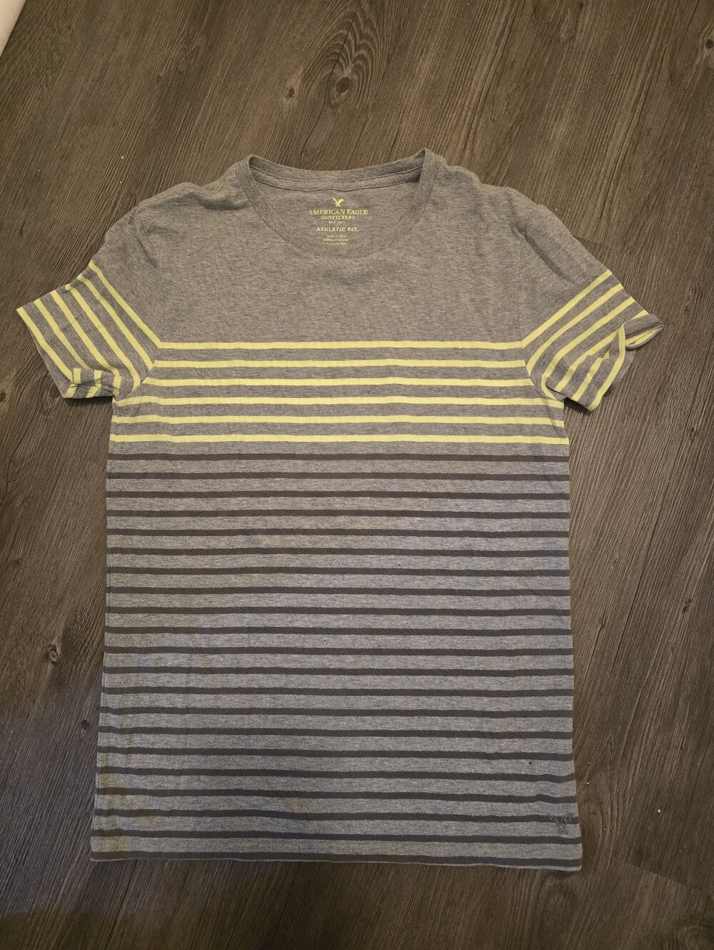 American Eagle Outfitters Gray Tee with Yellow Stripes